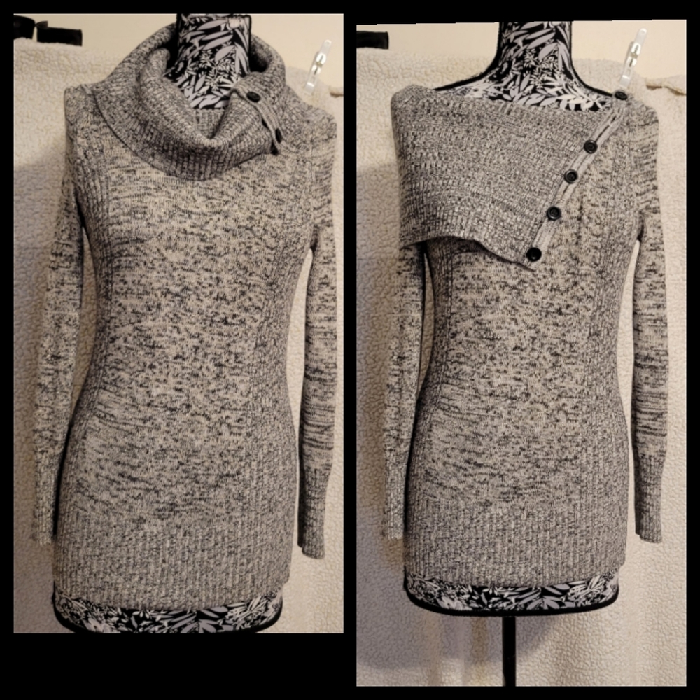 Cache cotton wool blend cowl/off shoulder sweater